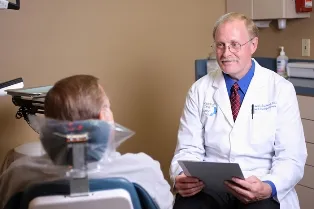Dr. Brooksbank with patient